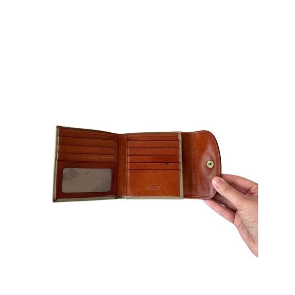 Vintage Dooney & Bourke Womens Taupe Tan Pebbled Leather Tri-Fold Wallet OS - Picture 2 of 6